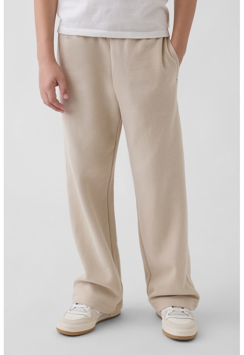 Pantaloni de trening cu talie elastica si model uni - Bej