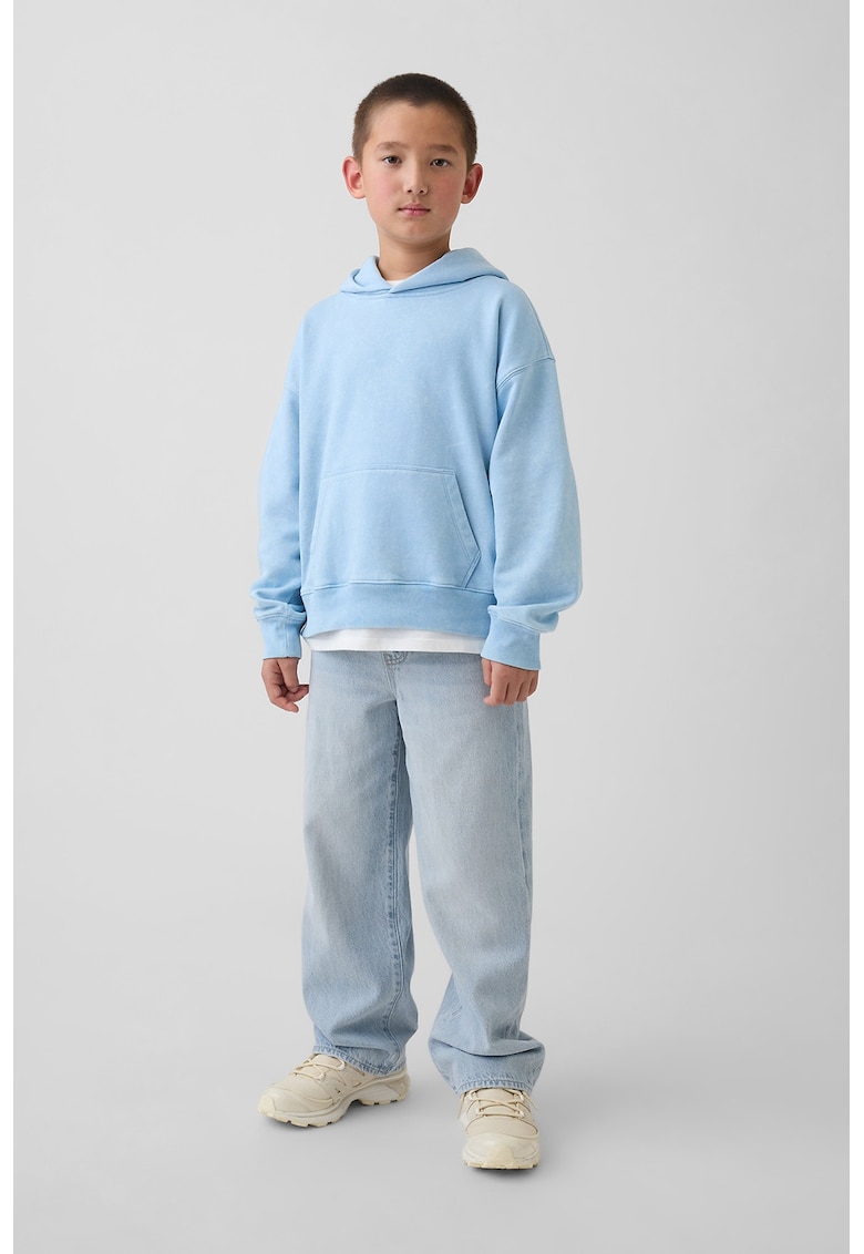 Blugi cu croiala ampla si talie ajustabila - Albastru deschis melange