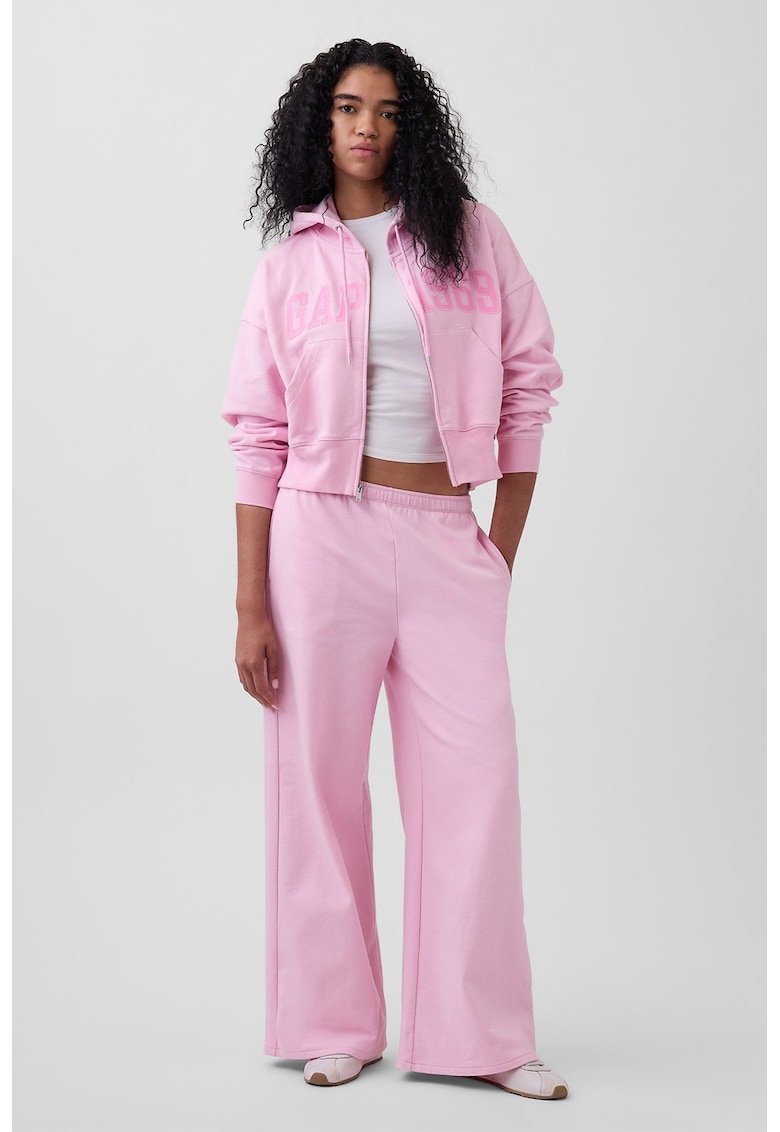 Pantaloni de trening cu croiala ampla si talie elastica - Roz