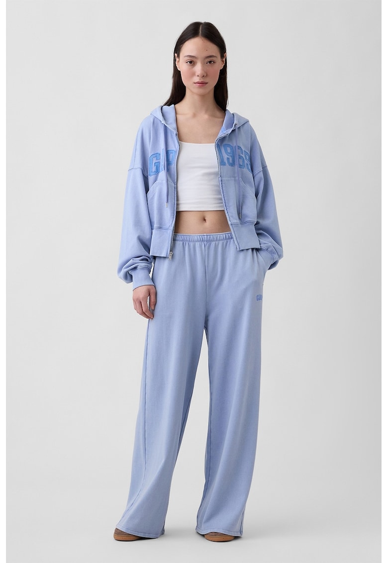 Pantaloni de trening cu croiala ampla si talie elastica - Albastru lavanda