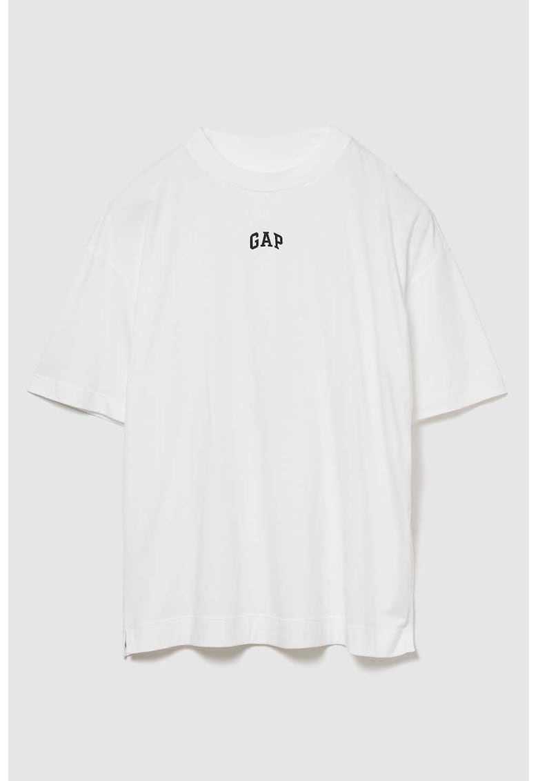 Tricou supradimensionat din bumbac organic cu imprimeu logo - Alb optic