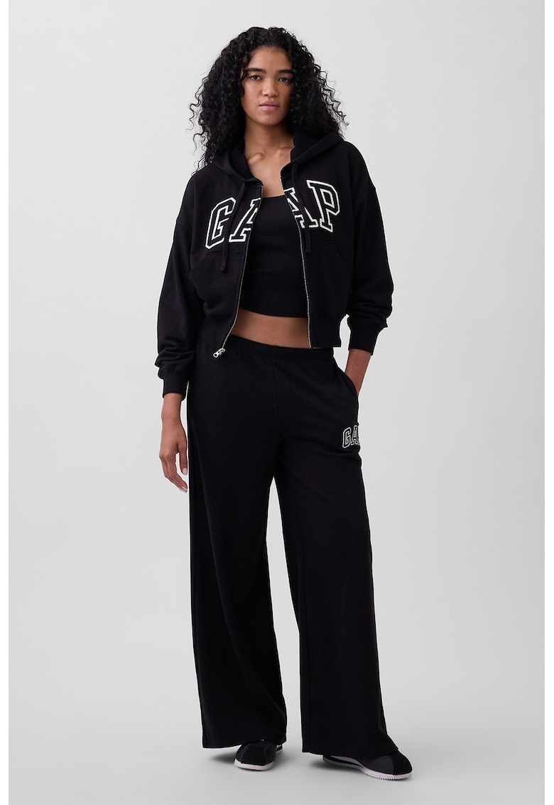 Pantaloni de trening cu croiala ampla si buzunare laterale - Negru