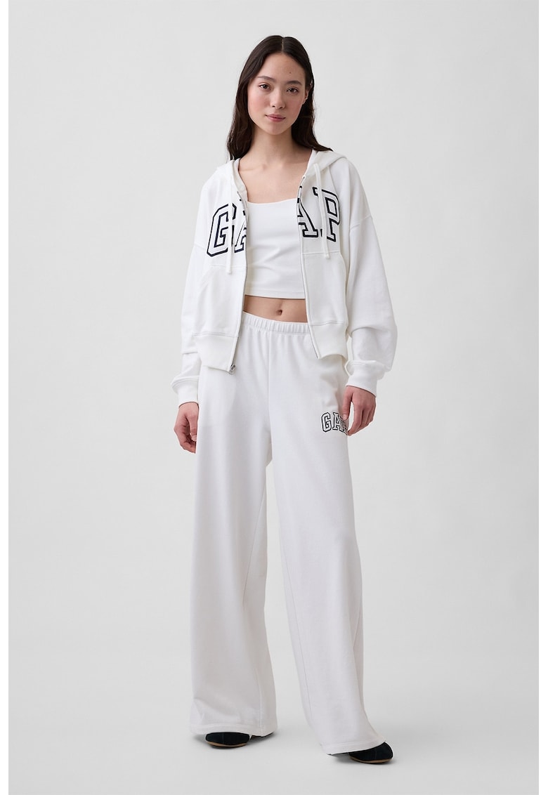 Pantaloni de trening cu croiala ampla si buzunare laterale - Alb murdar