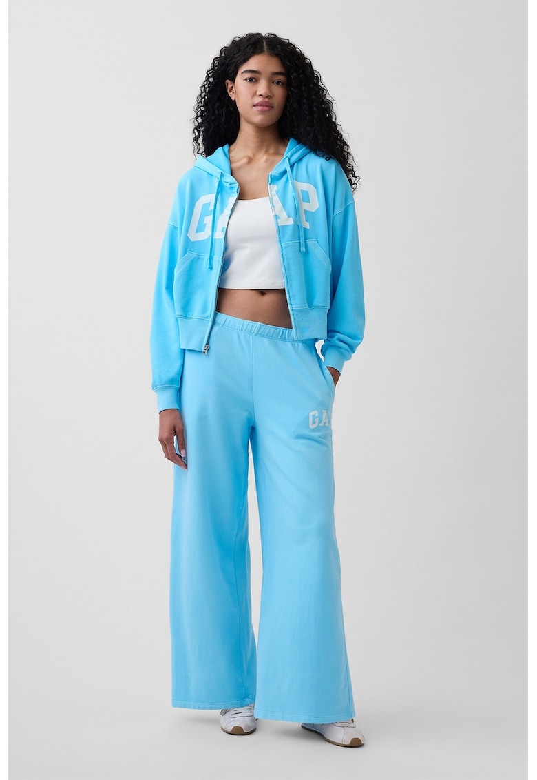 Pantaloni de trening cu croiala ampla si buzunare laterale - Albastru glaciar