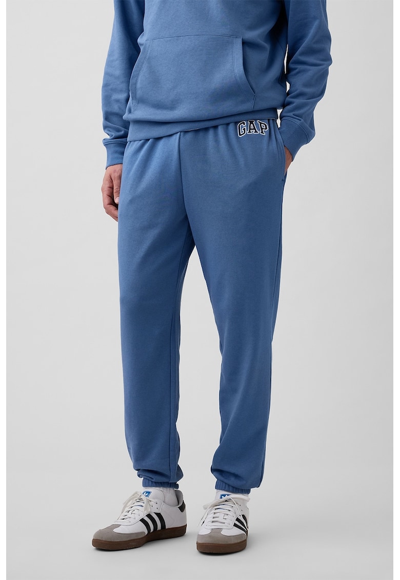 Pantaloni de trening din amestec de bumbac - Bleumarin