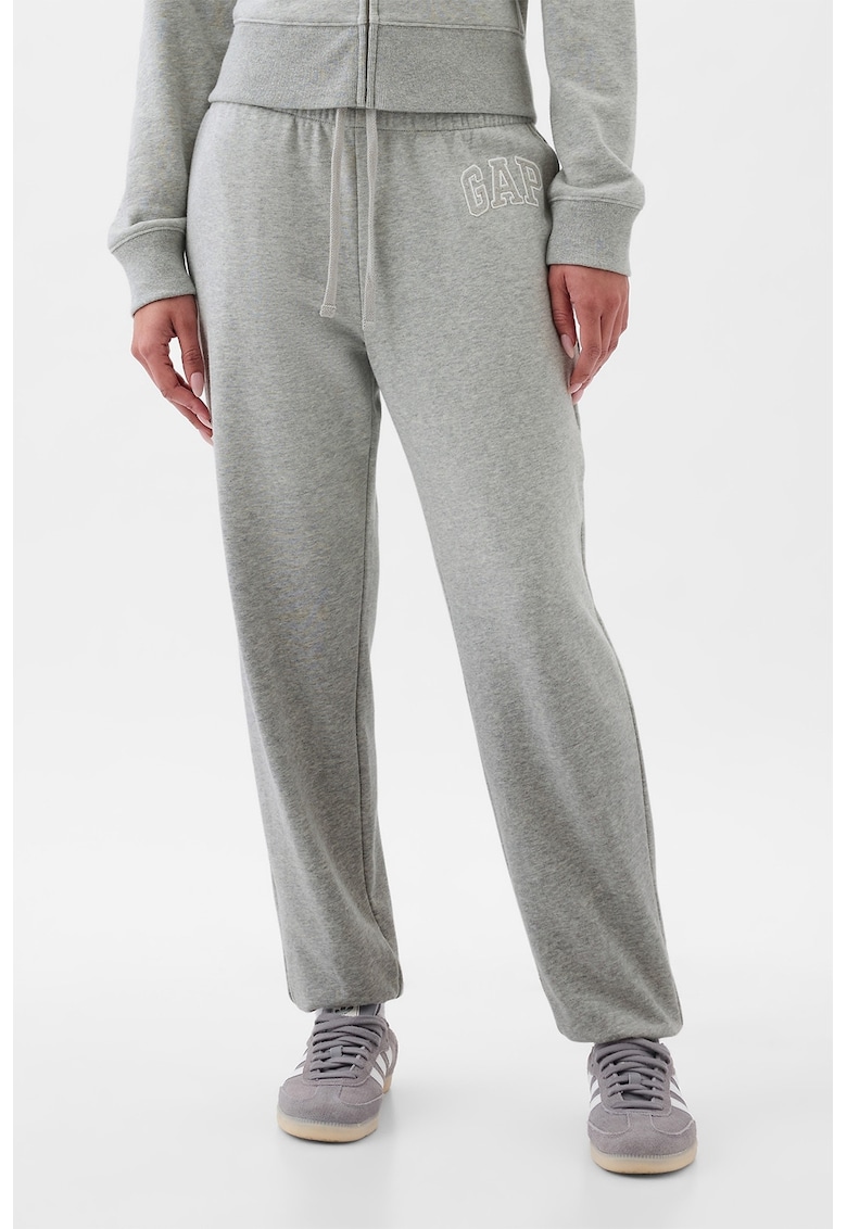 Pantaloni de trening cu snur de ajustare in talie - Gri melange