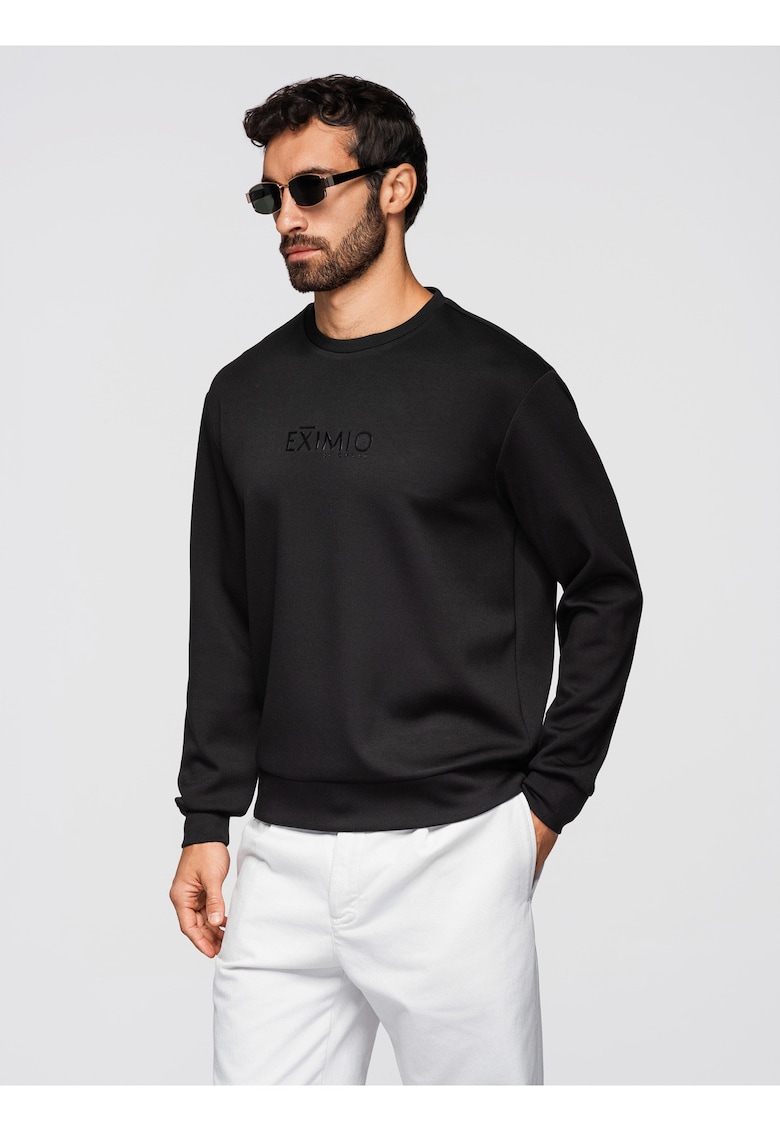 Bluza cu imprimeu lucios pe piept OM-SNBC-0199 - Negru