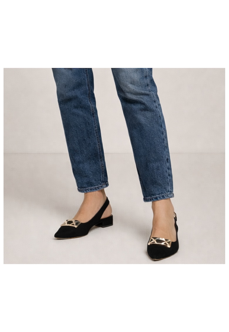 Sandale elegante - dama - K380010B negru - piele intoarsa - toc - Epica - imagine 1