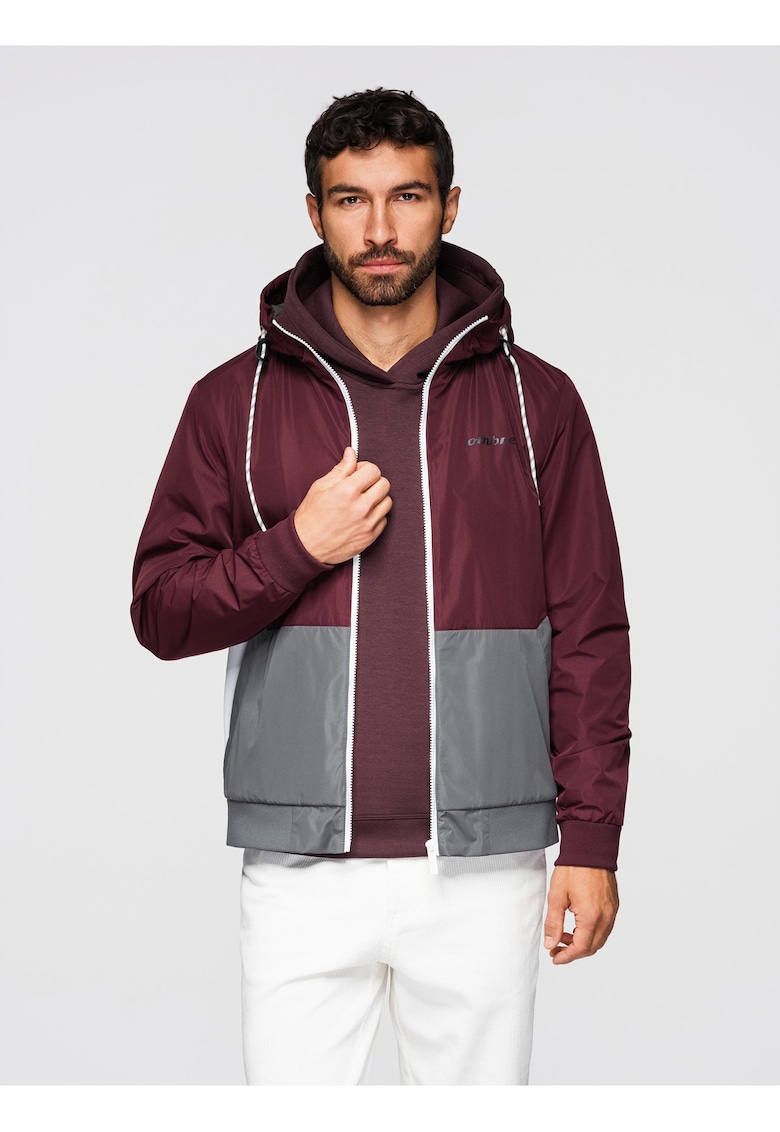 Jacheta regular fit cu captuseala si gluga OM-JANP-0242 - Bordeaux