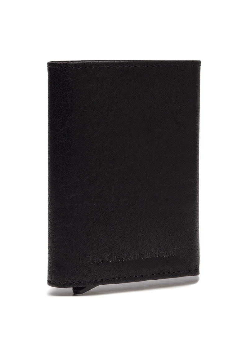 Portofel carduri unisex piele naturala - Paris - - Negru