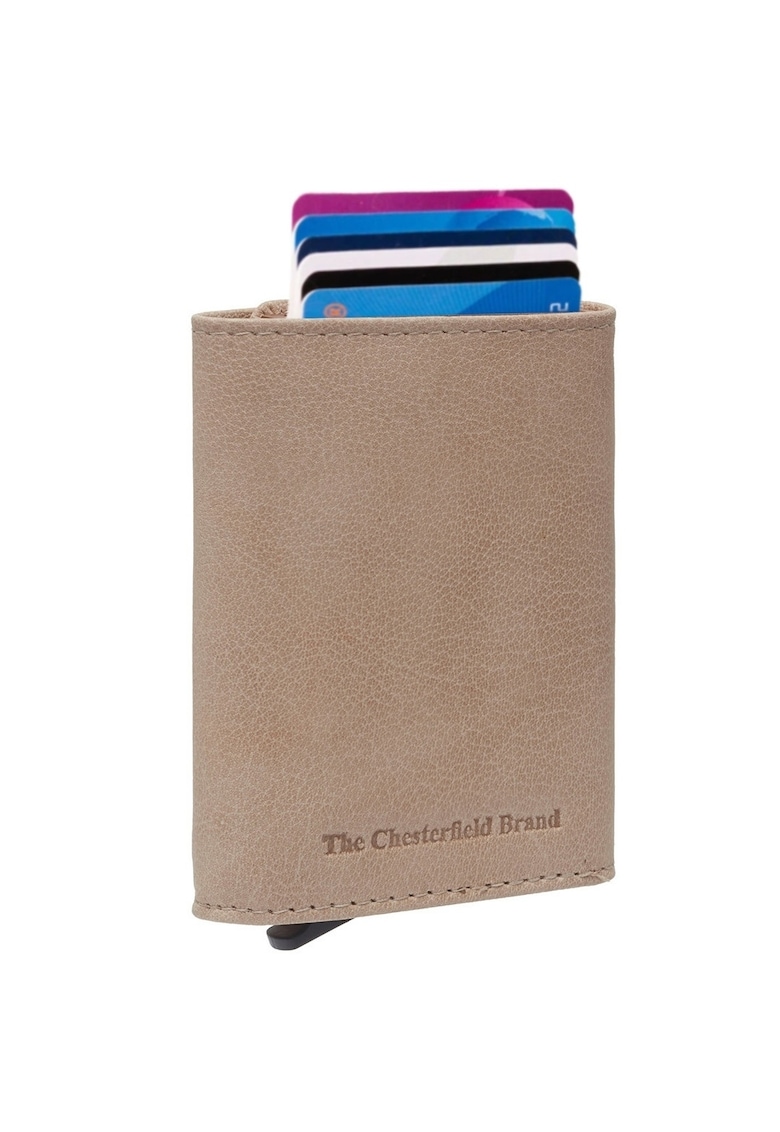 Portofel carduri unisex piele naturala - Paris - - Crem