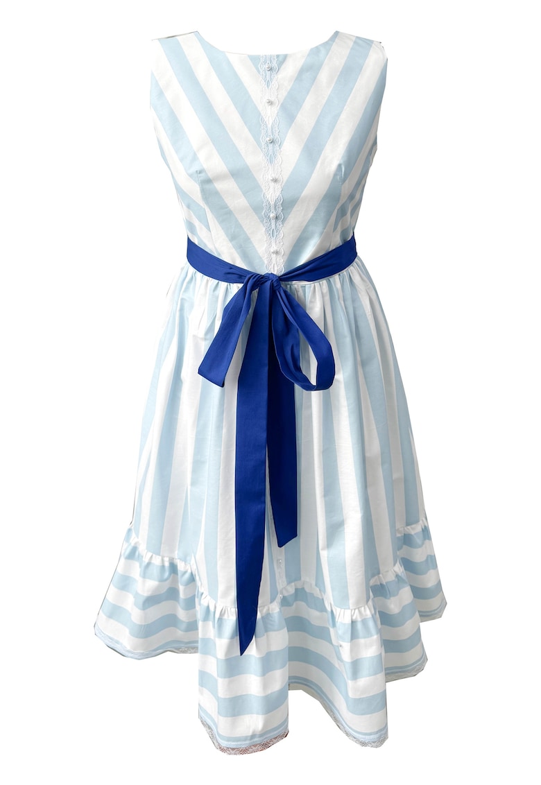 Rochie din poplin cu dungi Zenovia - Multicolor