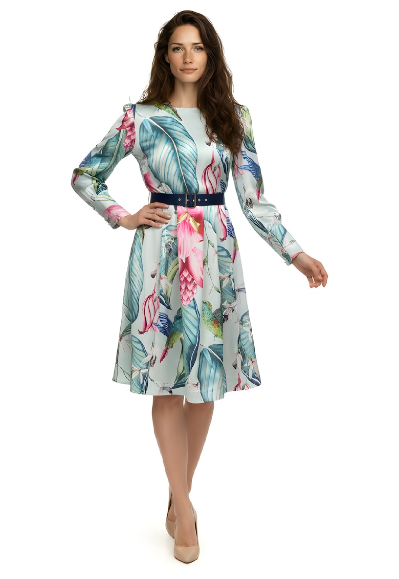 Rochie cu maneci bishop Angela - Multicolor