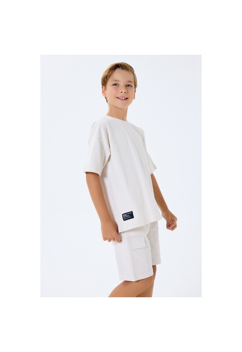 Set doua piese cu tricou si pantaloni scurti - Alb - Alb