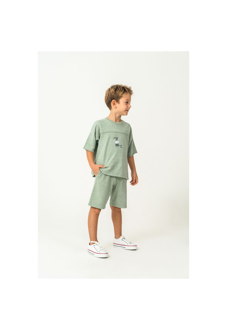 Set doua piese cu tricou si pantaloni scurti - pentru baieti - Verde