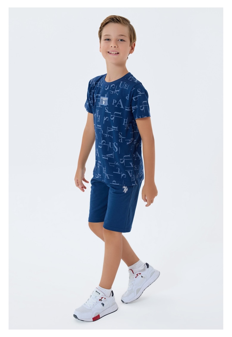 Set doua piese cu tricou si pantaloni scurti - pentru baieti - Albastru indigo - Albastru indigo