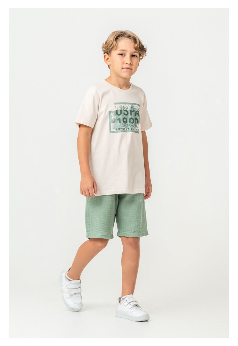 Set doua piese cu tricou si pantaloni scurti - pentru baieti - Bej - Bej