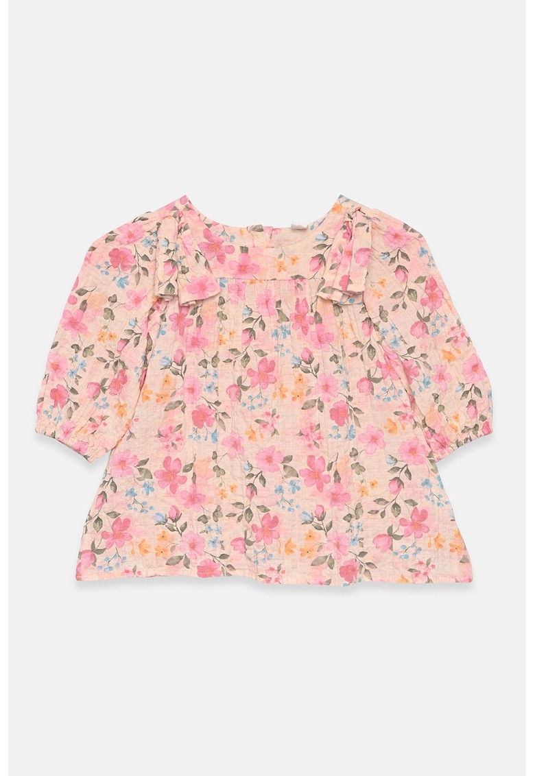 Rochie cu model floral - Roz pastel/Piersica/Verde feriga