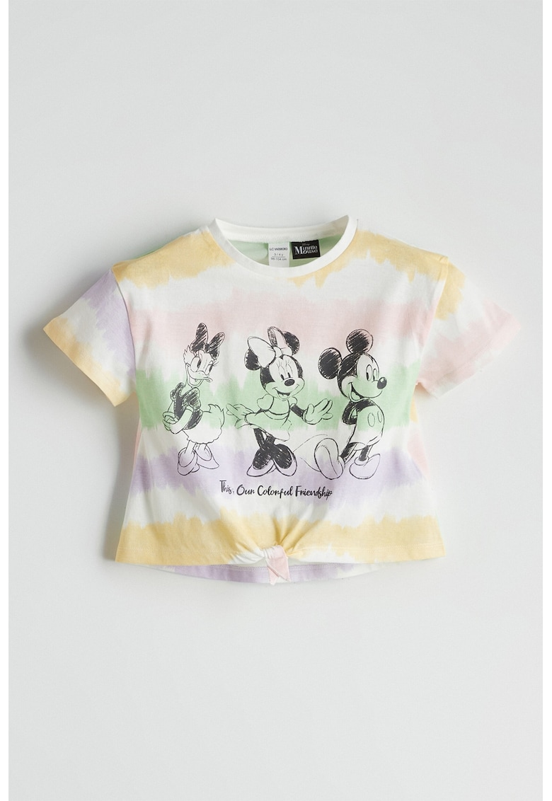 Tricou cu imprimeu cu Minnie Mouse - Galben sofran/Verde pal/Lila/Alb murdar