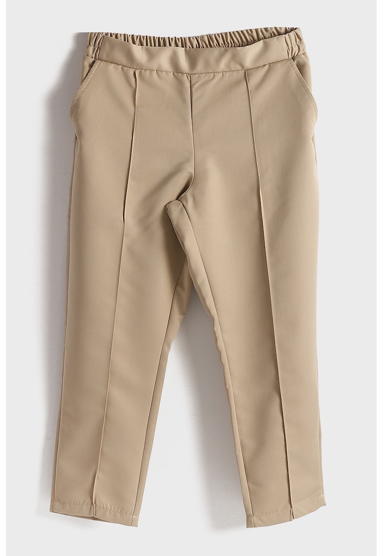 Pantaloni crop cu croiala conica - Maro nisip
