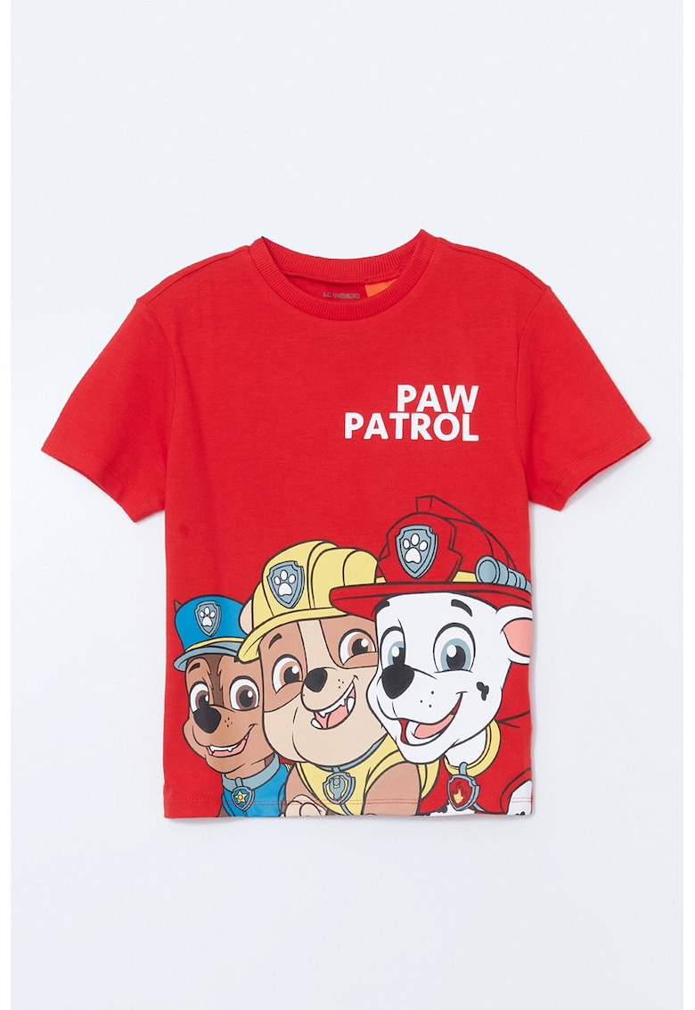 Tricou cu imprimeu Paw Patrol - Rosu/Galben pal/Alb optic
