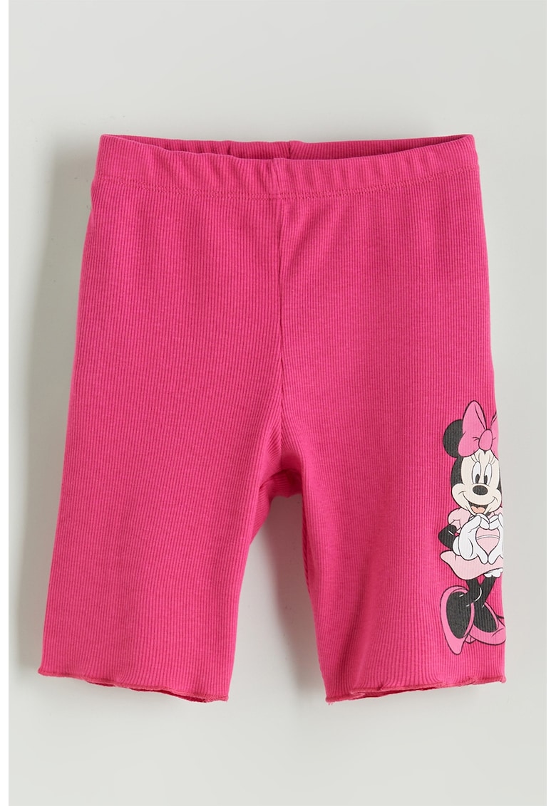 Pantaloni capri cu imprimeu cu Minnie Mouse - Fucsia/Negru stins/Alb optic