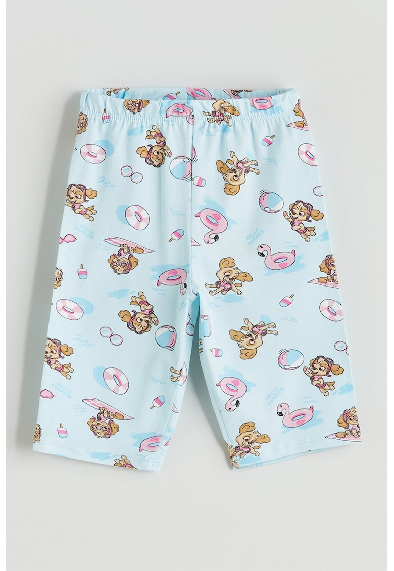 Colanti scurti cu imprimeu cu Paw Patrol - Albastru pastel/Roz pastel/Maro pamantiu