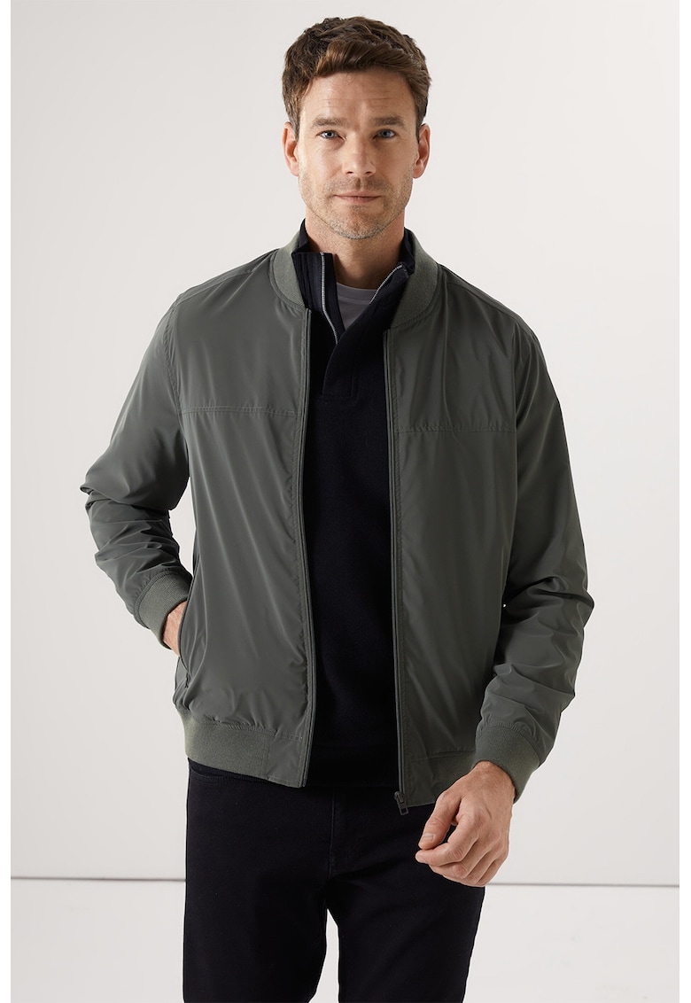 Jacheta bomber cu fermoar - Verde padure