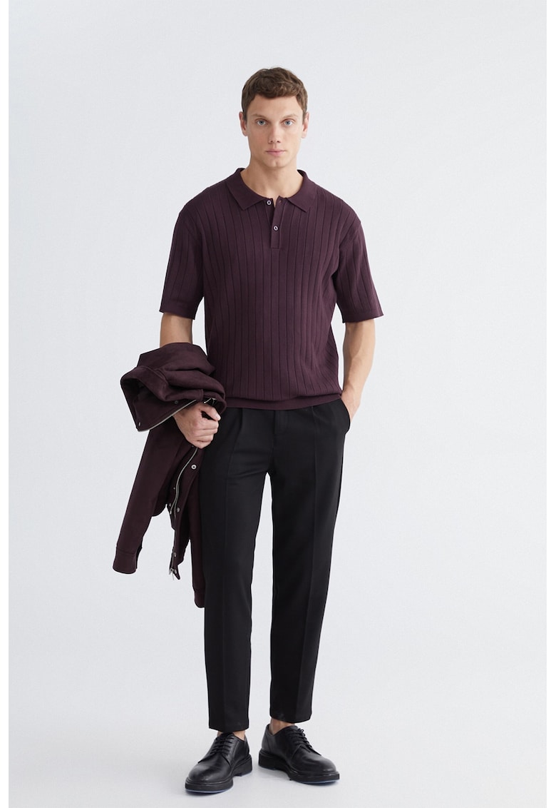 Pantaloni regular fit cu snur de ajustare - Negru
