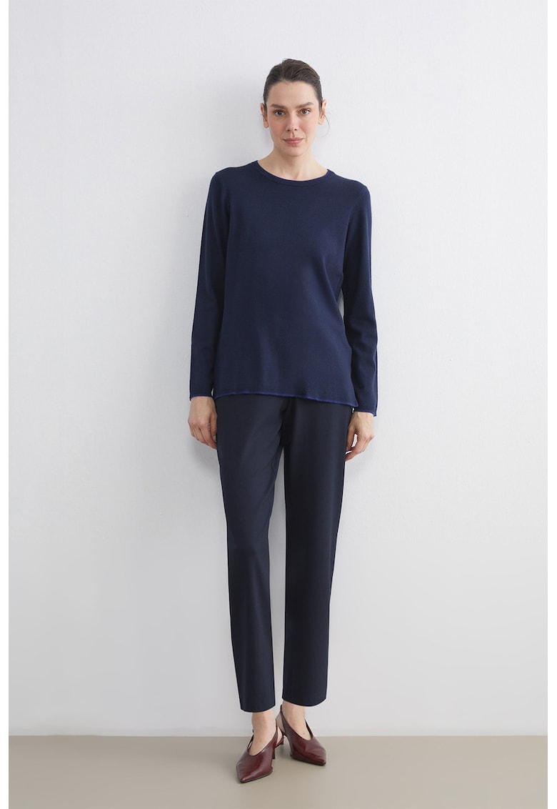 Pantaloni conici cu talie elastica - Bleumarin