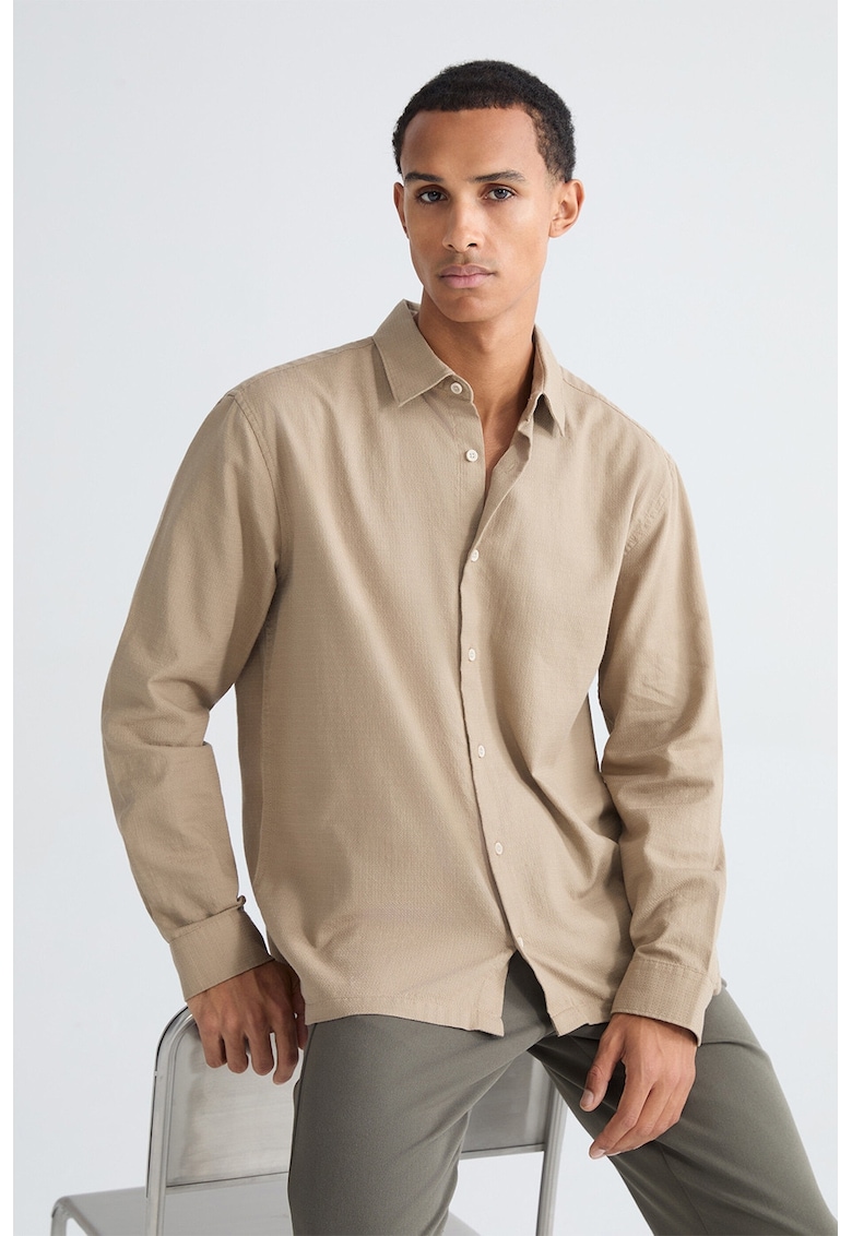 Camasa relaxed fit din bumbac - Maro nisip