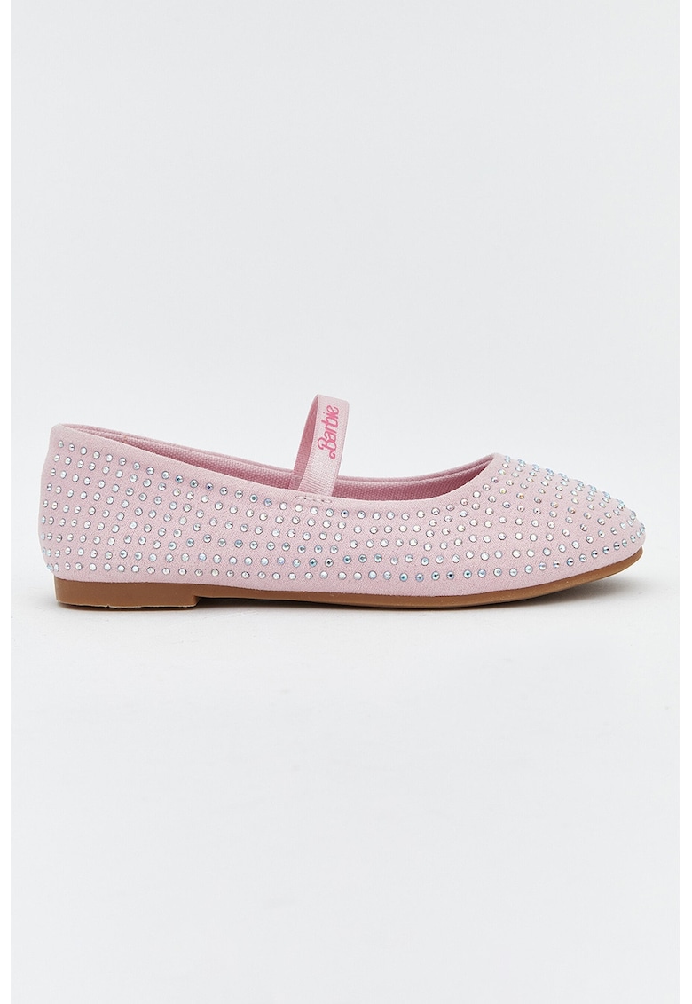 Pantofi din material textil cu strasuri - Roz deschis/Argintiu