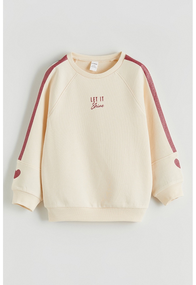 Bluza de trening din bumbac cu maneci raglan - Roz zmeuriu/Bej deschis