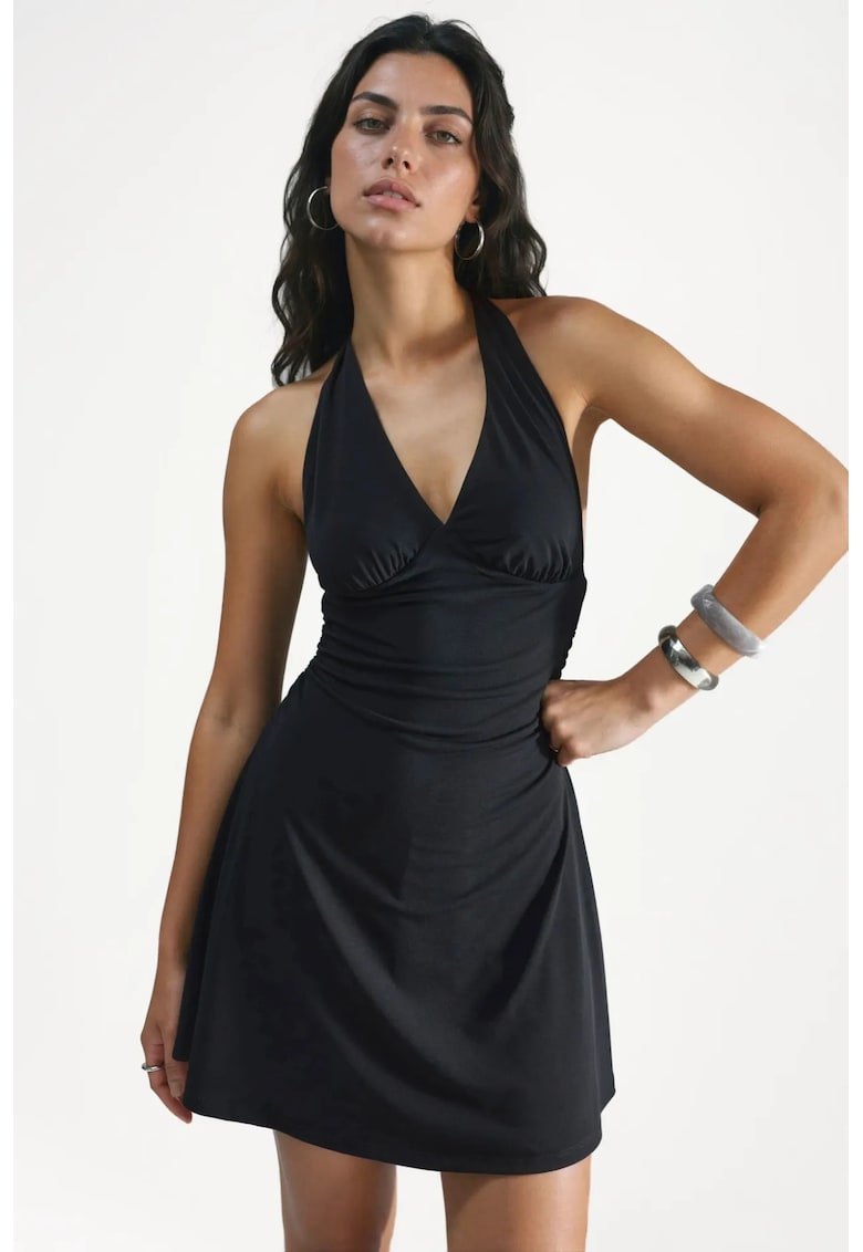 Rochie Mini - A-Form - Neagra - Jerseu - Poliester/Elastan