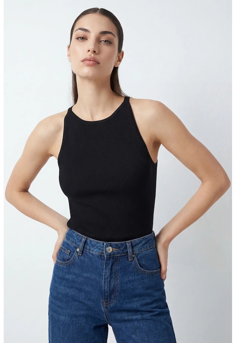 Maiou dama - fara maneci - negru - acrilic - One Size