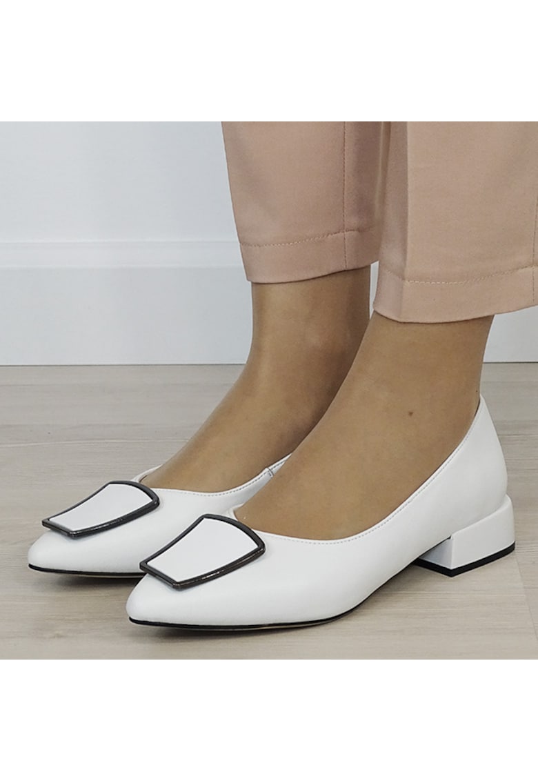 Pantofi albi comozi din piele naturala BY6921-2 03 19682 - Alb
