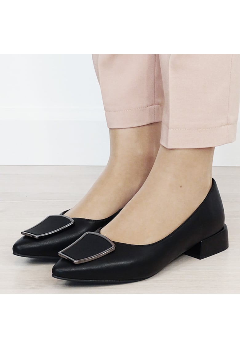 Pantofi negri comozi din piele naturala BY6921-2 03 19688 - Negru