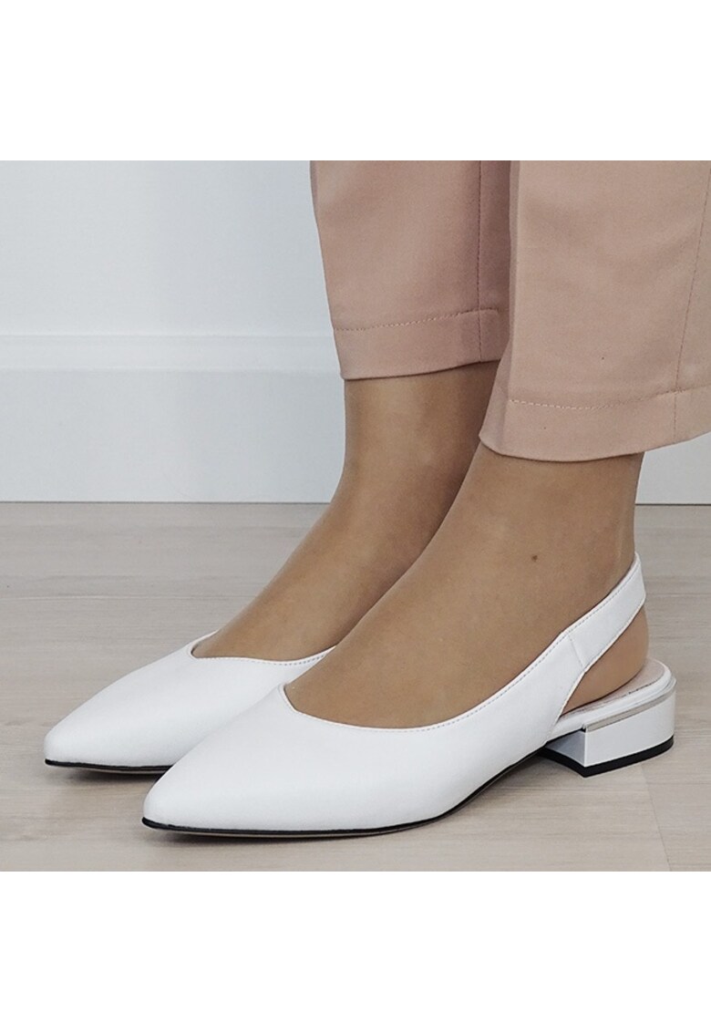 Pantofi albi decupati din piele naturala BY6943-2 03 19719 - Alb