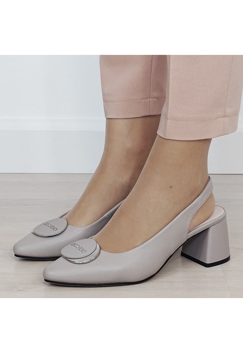 Pantofi gri eleganti din piele naturala BY6887-5 03 19731 - Gri