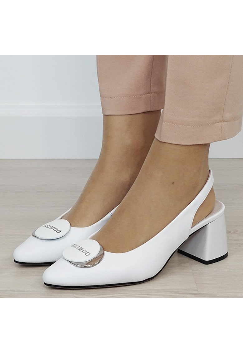 Pantofi albi eleganti din piele naturala BY6887-6 03 19742 - Alb