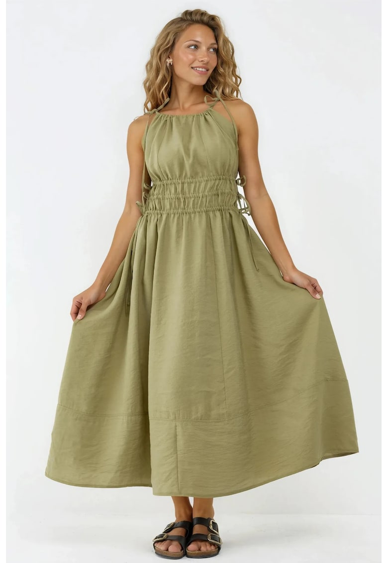 Rochie lunga elastic - verde - modal/poliester