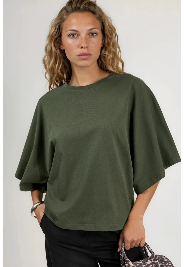 Tricou dama - tricou oversized - kaki - bumbac 100%