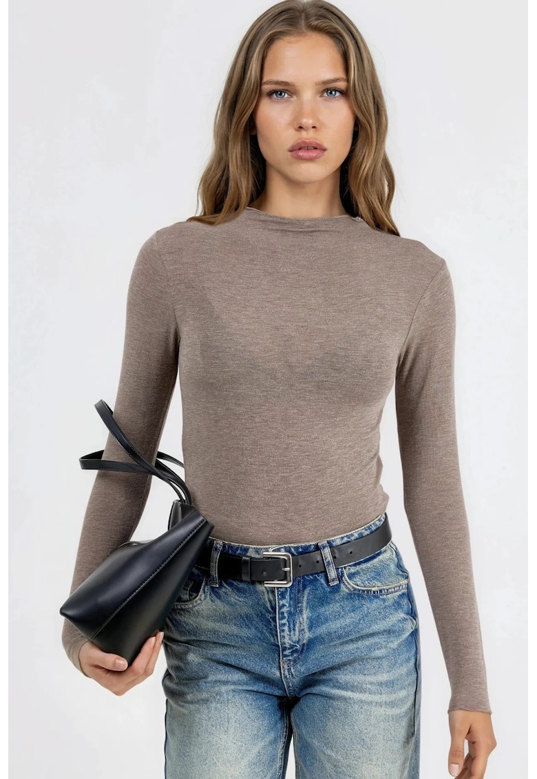 Bluza dama - Slim Fit - bej - jerseu