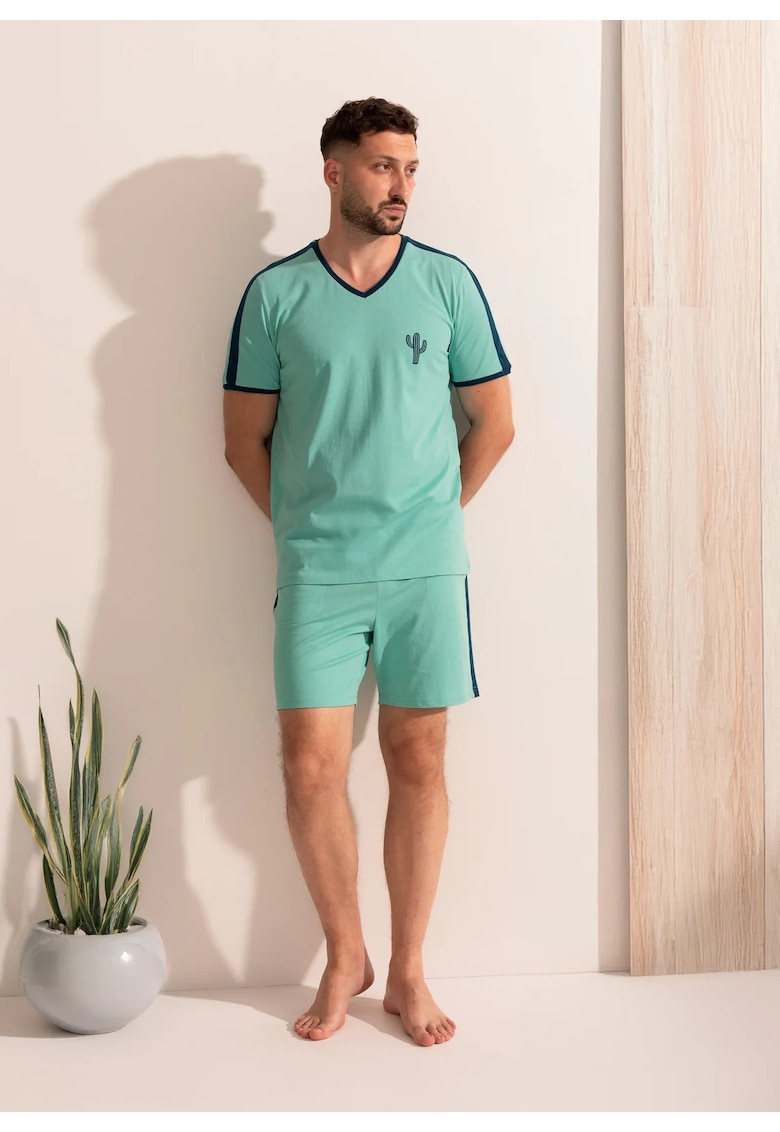 Pijama Barbati Abel Bumbac Jade - Verde