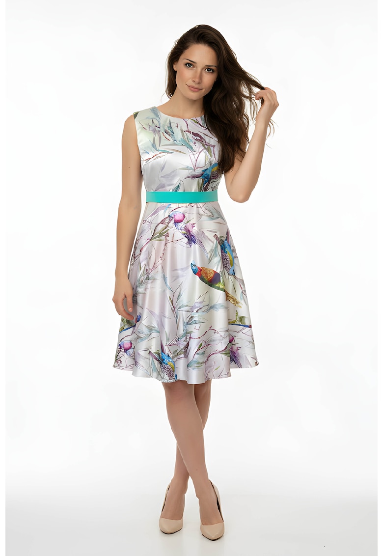 Rochie midi din satin cu imprimeu tropical Juno - Multicolor