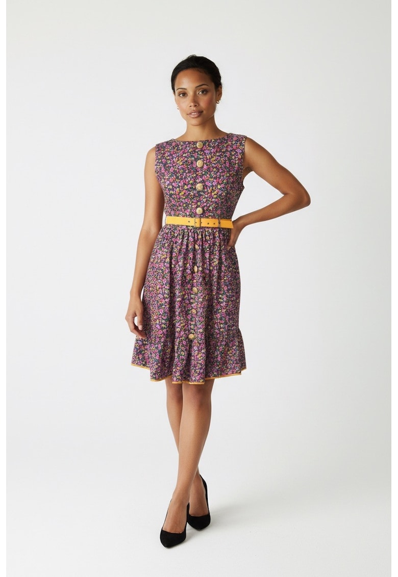 Rochie din poplin cu imprimeu floral Aditi - Multicolor