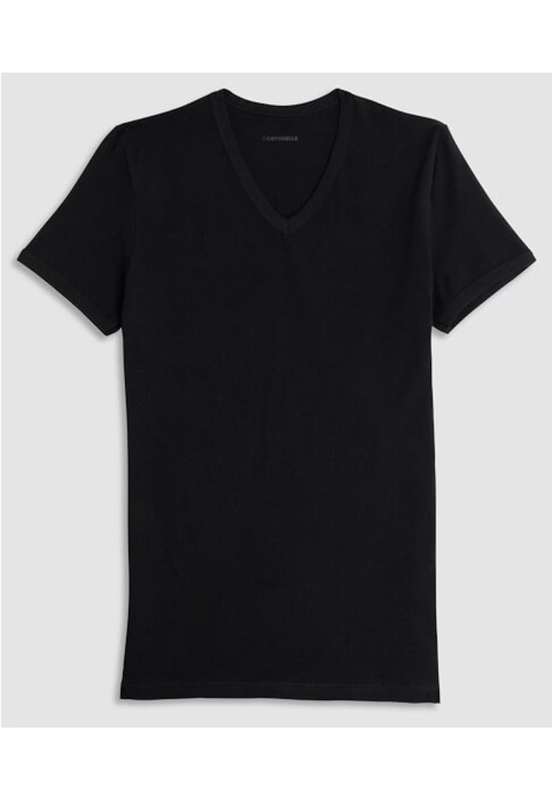 Tricou bumbac barbati cu decolteu in V GU033 0001 - Negru
