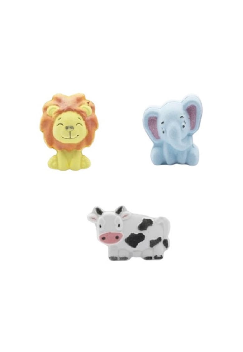 Bombe de baie set cu modele animale - leu - elefant - vaca - efect spumos - multicolor