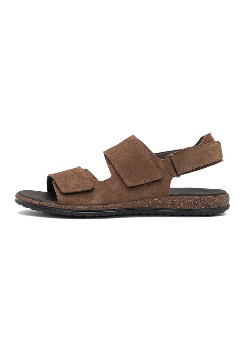 Sandale din piele cu velcro - Maro pamantiu