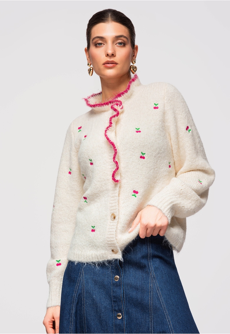 Cardigan din amestec de lana OW-SWCD-0109 - Crem